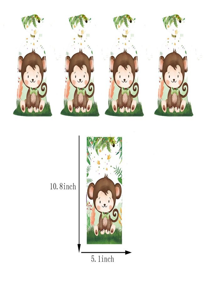 CSTYWC 50 Pcs Safari Animal Plastic Goody Treat Bags - Cellophane Gift Bags with Ribbons for Favors - Safari Jungle Theme Party Supplies for Birthday Party - Image 2